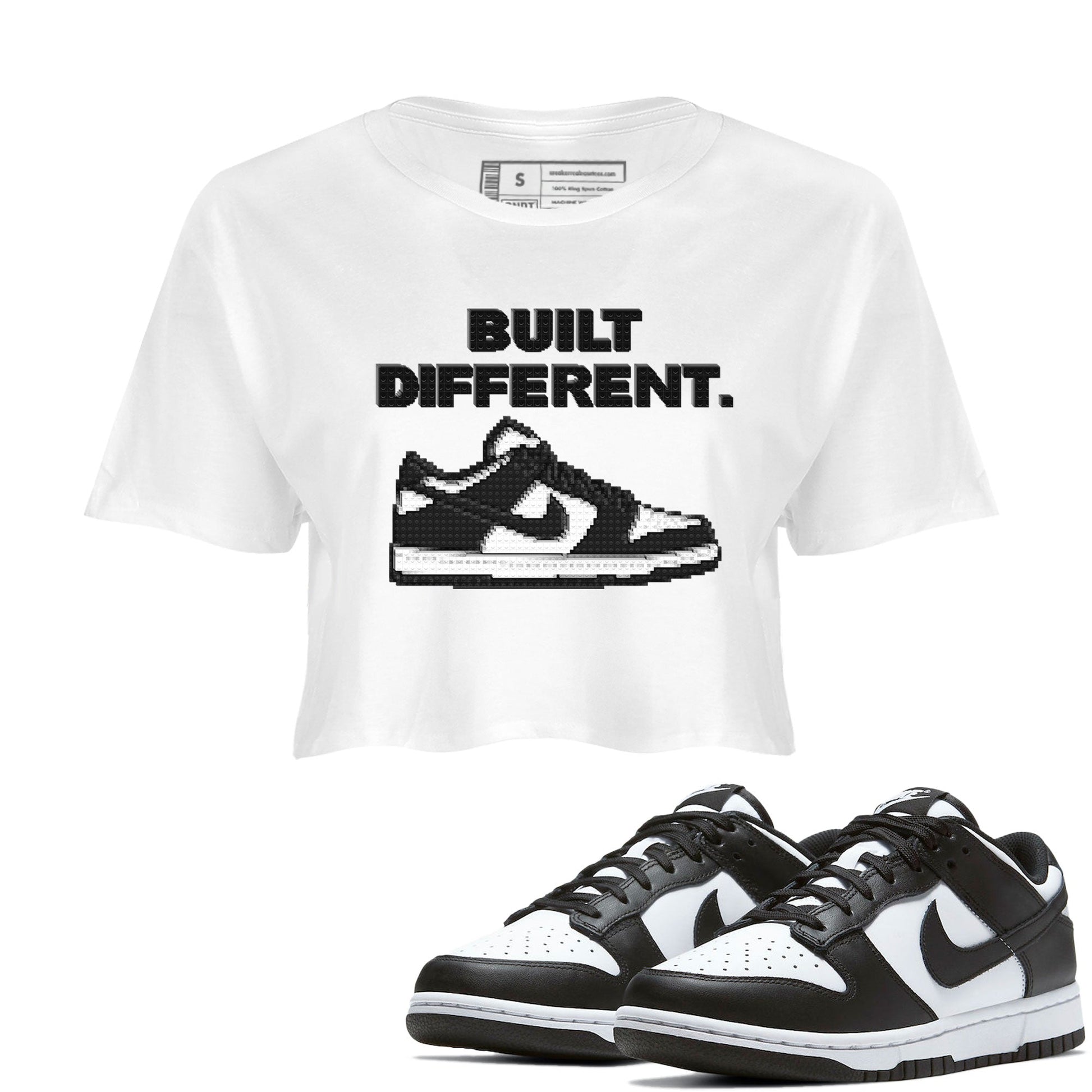 Dunk Low Panda Dunks Black White shirt to match jordans Built Different sneaker tees Dunk Panda SNRT Sneaker Tees Sneaker Matching Cotton Shirt White 1 crop length shirt