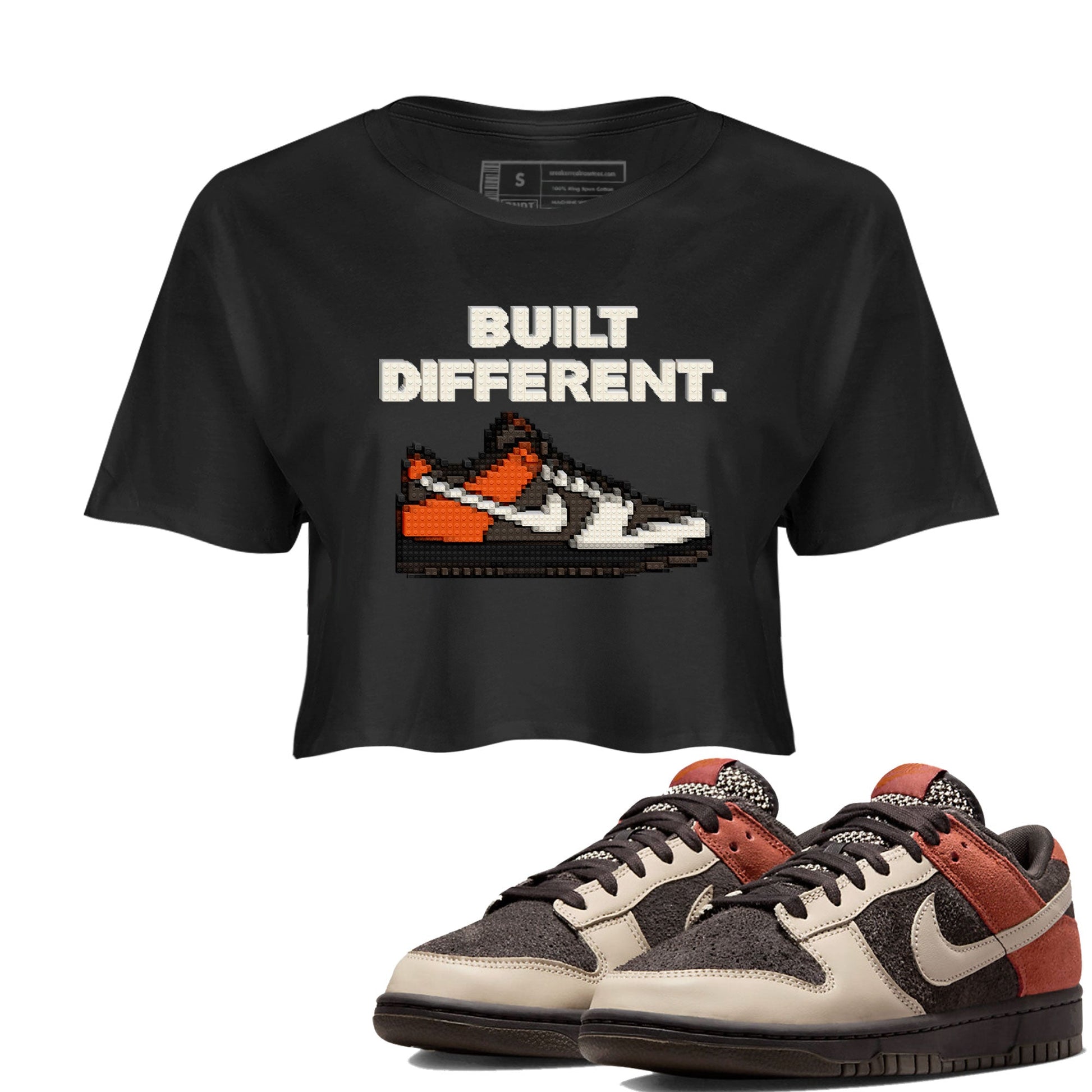 Dunk Red Panda shirt to match jordans Built Different sneaker tees Dunks Red Panda SNRT Sneaker Tees Sneaker Matching Cotton Shirt Black 1 crop length shirt