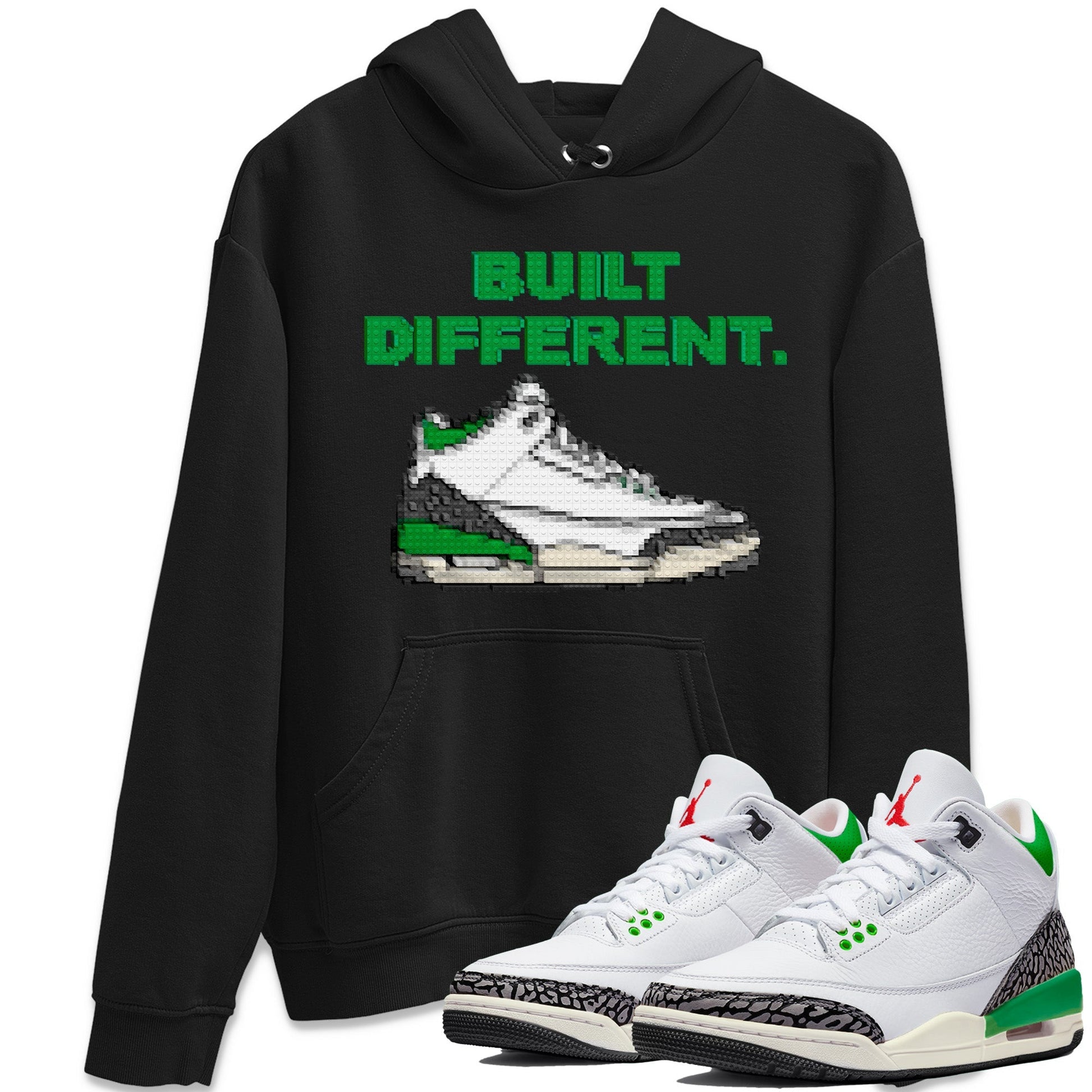 Air Jordan 3 Lucky Green Sneaker Match Tees Built Different Sneaker Tees Air Jordan 3 WMNS Lucky Green Sneaker Release Tees Unisex Shirts Black 1