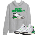 Air Jordan 3 Lucky Green Sneaker Match Tees Built Different Sneaker Tees Air Jordan 3 WMNS Lucky Green Sneaker Release Tees Unisex Shirts Heather Grey 1