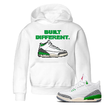 Air Jordan 3 Lucky Green Sneaker Match Tees Built Different Sneaker Tees Air Jordan 3 WMNS Lucky Green Sneaker Release Tees Kids Shirts White 1