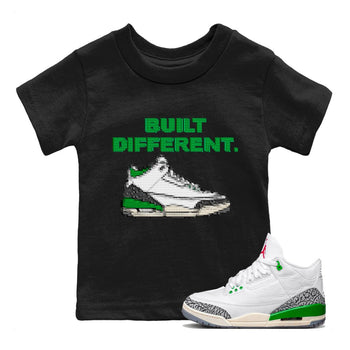Air Jordan 3 Lucky Green Sneaker Match Tees Built Different Sneaker Tees Air Jordan 3 WMNS Lucky Green Sneaker Release Tees Kids Shirts Black 1