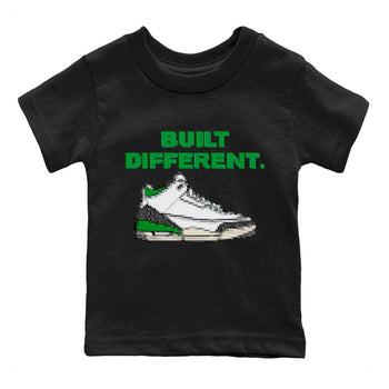 Air Jordan 3 Lucky Green Sneaker Match Tees Built Different Sneaker Tees Air Jordan 3 WMNS Lucky Green Sneaker Release Tees Kids Shirts Black 2