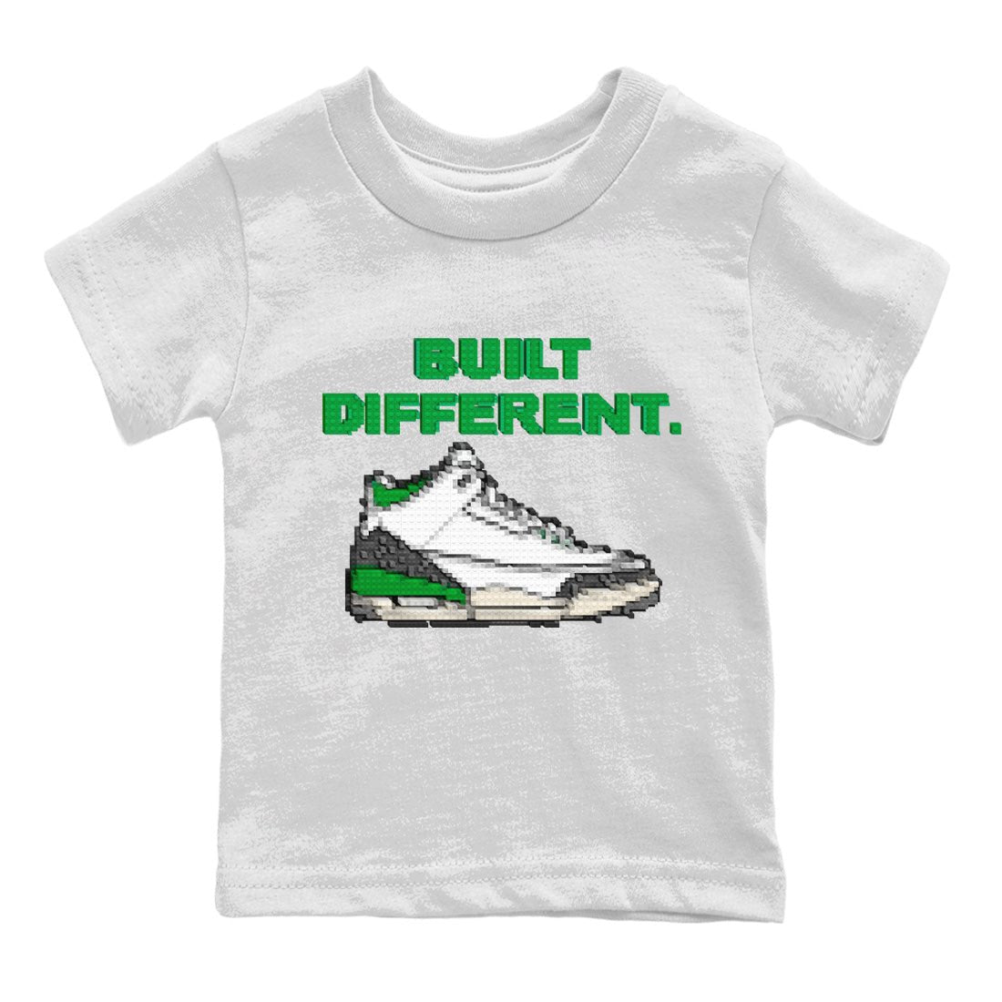 Air Jordan 3 Lucky Green Sneaker Match Tees Built Different Sneaker Tees Air Jordan 3 WMNS Lucky Green Sneaker Release Tees Kids Shirts White 2