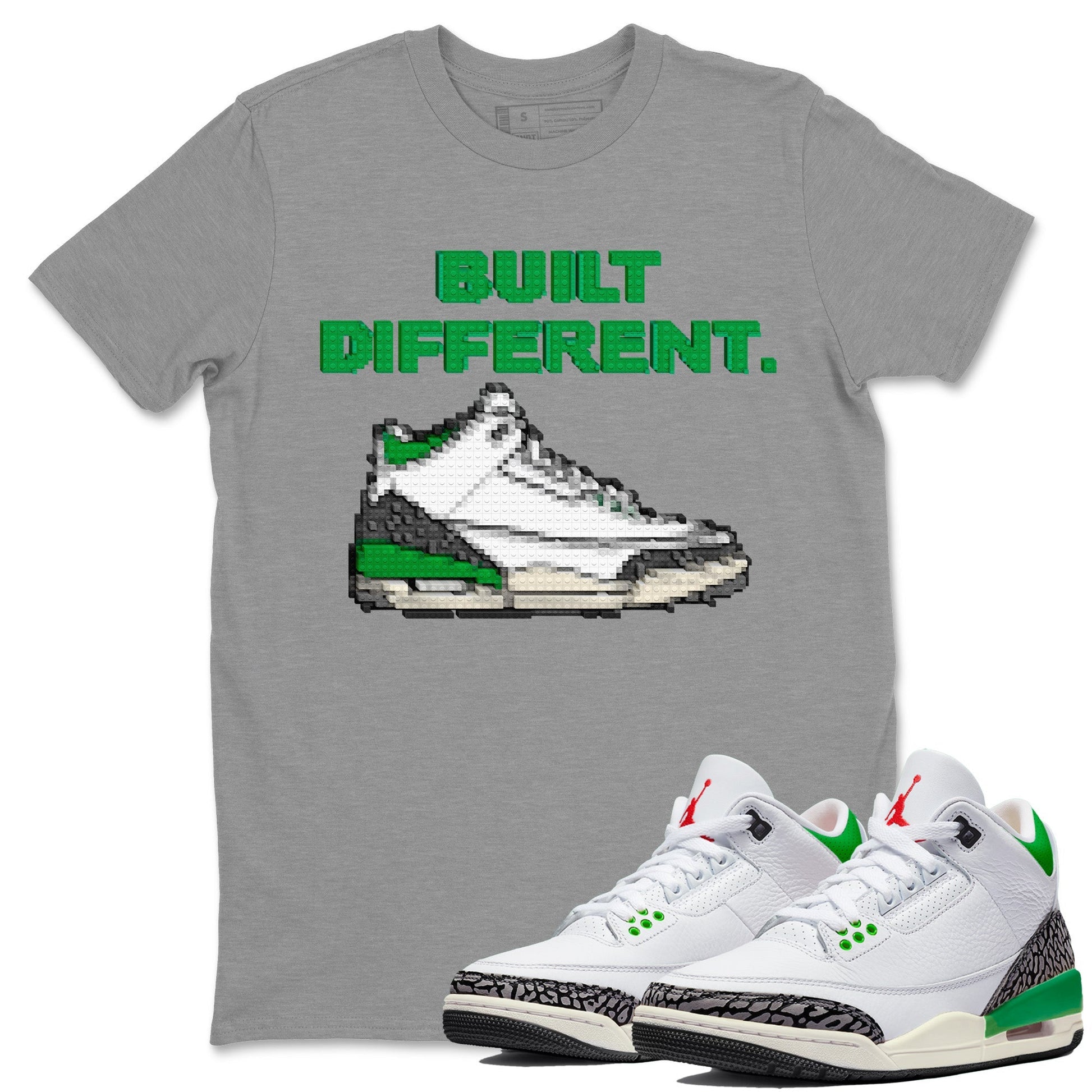 Air Jordan 3 Lucky Green Built Different Crew Neck Sneaker Tees Air Jordan 3 WMNS Lucky Green Sneaker T-Shirts Size Chart