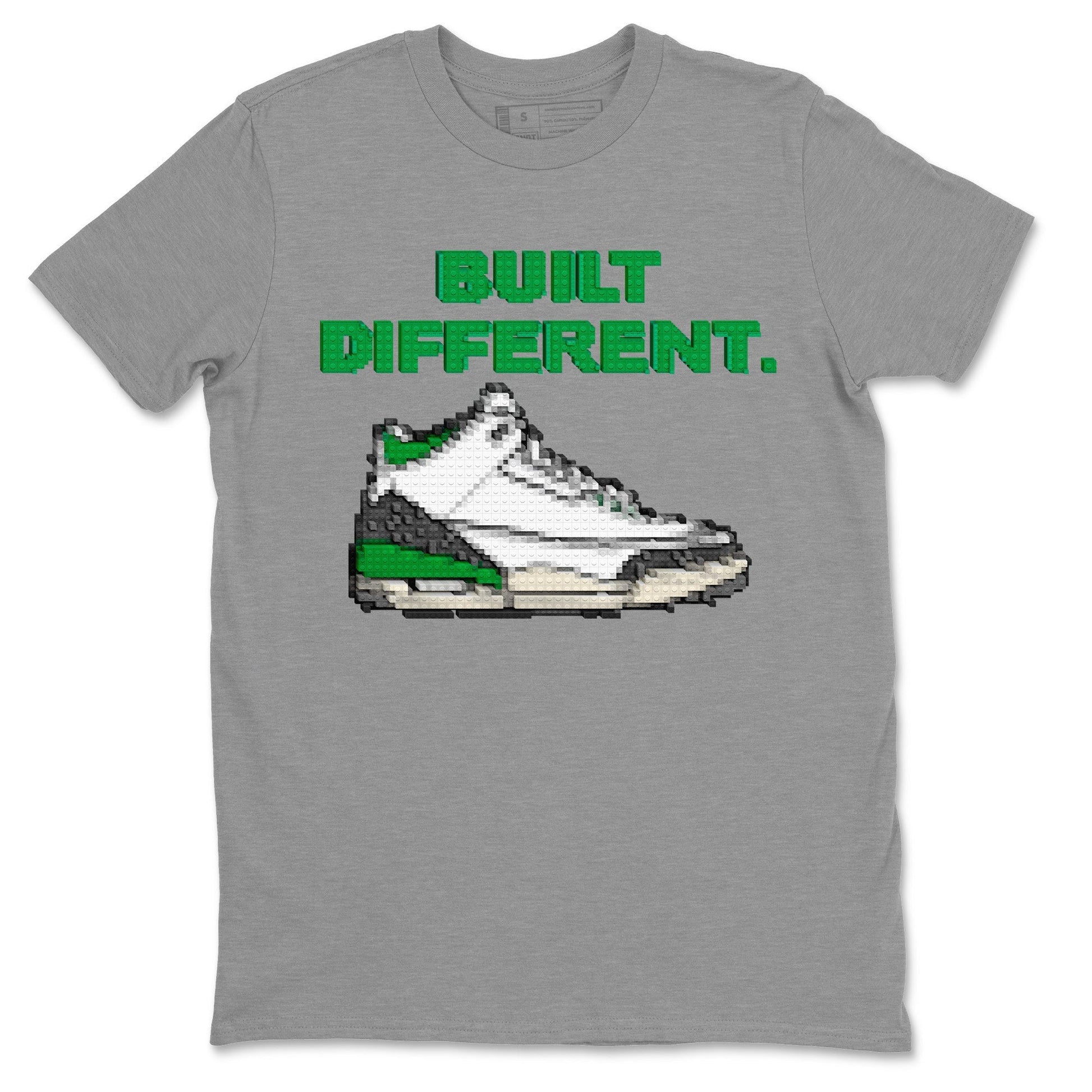 Air Jordan 3 Lucky Green Sneaker Match Tees Built Different Sneaker Tees Air Jordan 3 WMNS Lucky Green Sneaker Release Tees Unisex Shirts Heather Grey 2