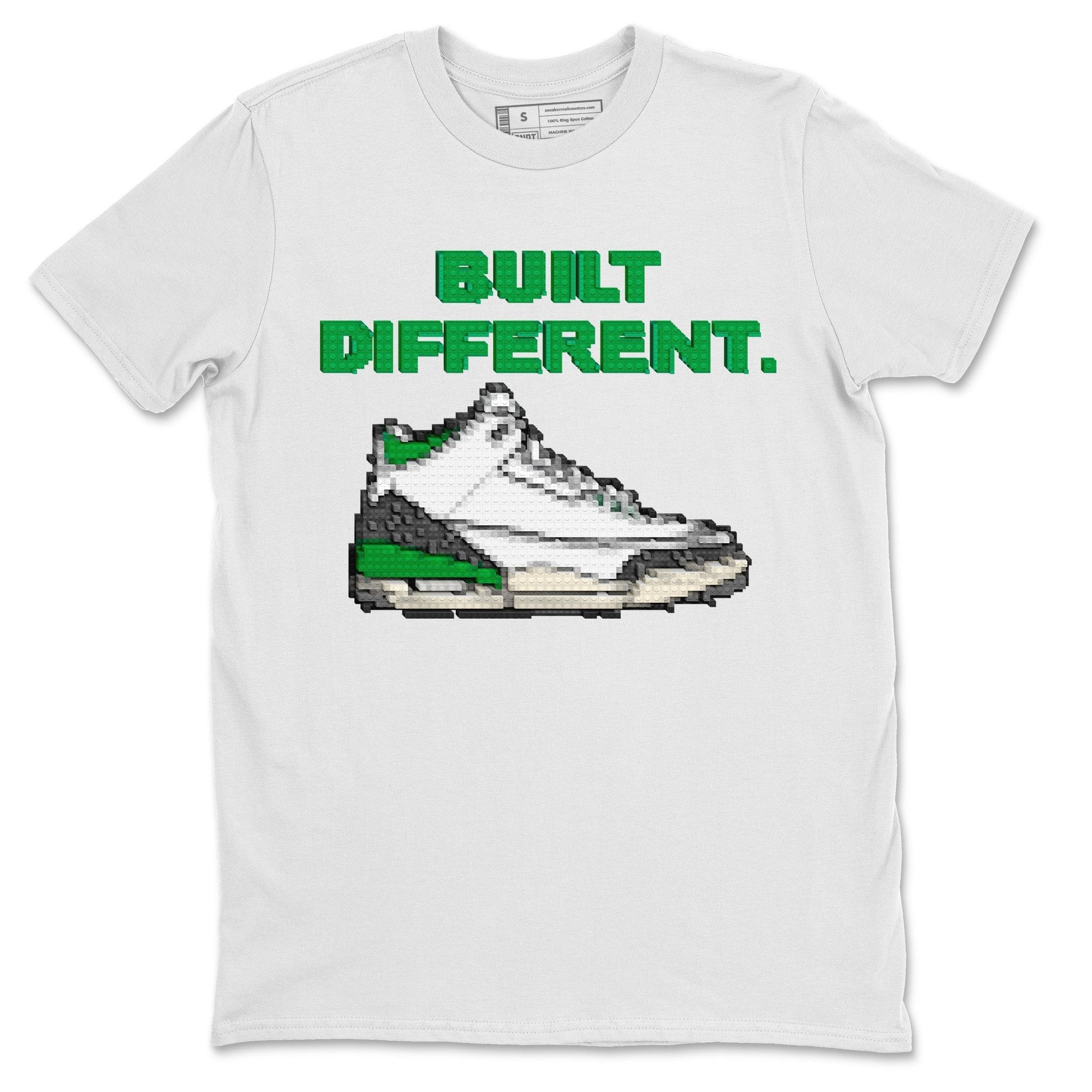 Air Jordan 3 Lucky Green Sneaker Match Tees Built Different Sneaker Tees Air Jordan 3 WMNS Lucky Green Sneaker Release Tees Unisex Shirts White 2