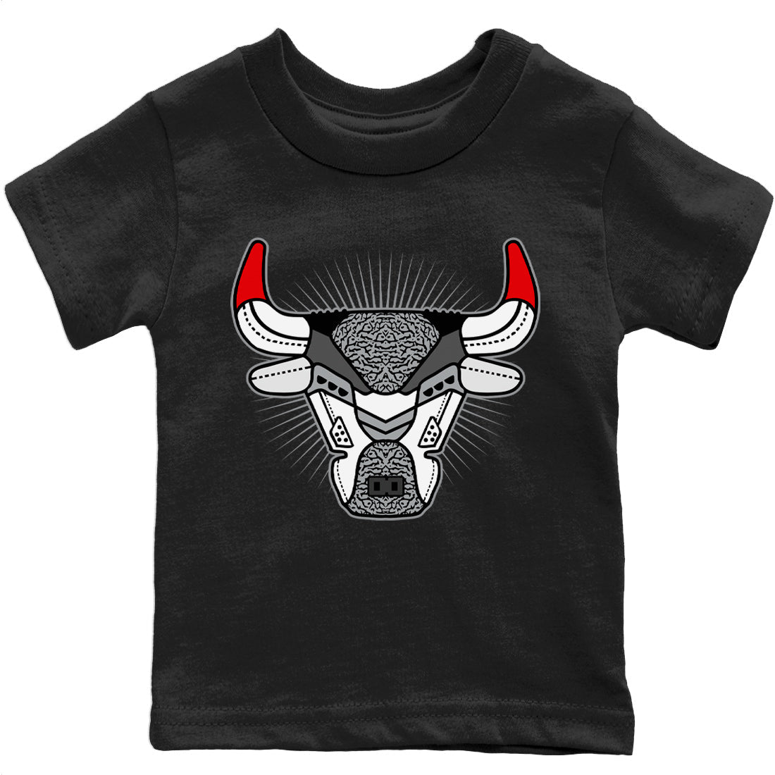 Jordan 3 Fire Red Sneaker Match Tees Bull Head AJ3 Sneaker Tees Jordan 3 Fire Red Sneaker Release Tees Kids Shirts