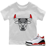 Jordan 3 Fire Red Sneaker Match Tees Bull Head AJ3 Sneaker Tees Jordan 3 Fire Red Sneaker Release Tees Kids Shirts