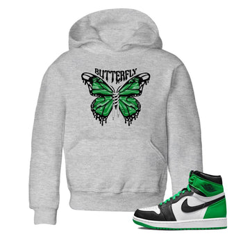 Air Jordan 1 Celtics Sneaker Match Tees Butterfly Sneaker Tees AJ1 OG HIGH Celtics Sneaker Release Tees Kids Shirts Heather Grey 1