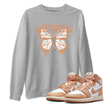 Air Jordan 1 Praline shirt to match jordans Butterfly sneaker tees AJ1Praline SNRT Sneaker Release Tees Unisex Heather Grey 1 T-Shirt