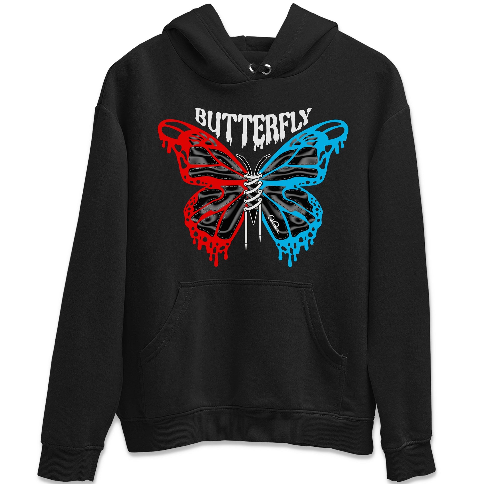 Air Jordan 1 UNC to Chicago Sneaker Match Tees Butterfly Sneaker Tees AJ1 UNC to Chicago Sneaker Release Tees Unisex Shirts Black 2