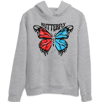 Air Jordan 1 UNC to Chicago Sneaker Match Tees Butterfly Sneaker Tees AJ1 UNC to Chicago Sneaker Release Tees Unisex Shirts Heather Grey 2