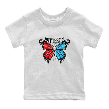 Air Jordan 1 UNC to Chicago Sneaker Match Tees Butterfly Sneaker Tees AJ1 UNC to Chicago Sneaker Release Tees Kids Shirts White 2