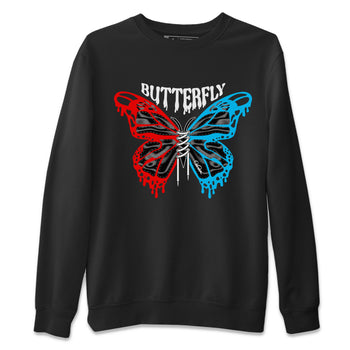 Air Jordan 1 UNC to Chicago Sneaker Match Tees Butterfly Sneaker Tees AJ1 UNC to Chicago Sneaker Release Tees Unisex Shirts Black 2