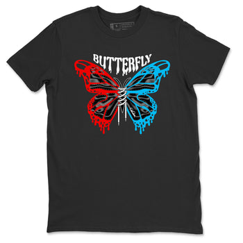 Air Jordan 1 UNC to Chicago Sneaker Match Tees Butterfly Sneaker Tees AJ1 UNC to Chicago Sneaker Release Tees Unisex Shirts Black 2