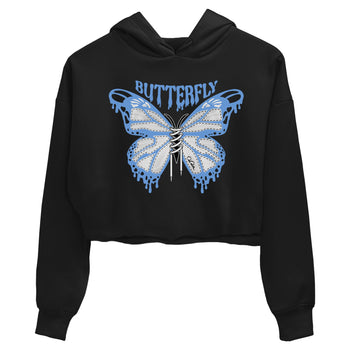 Air Jordan 1 Retro High OG UNC Toe Shirt to match Jordans Butterfly Sneaker Tees 1s UNC Toe SNRT Sneaker Release Tees Crop T-Shirts Black 2