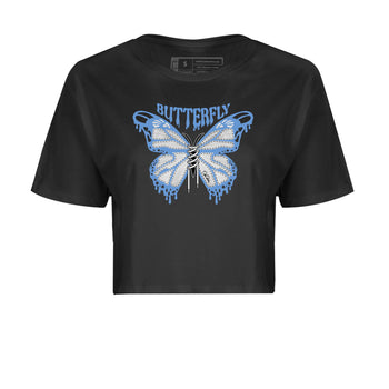 Air Jordan 1 Retro High OG UNC Toe Shirt to match Jordans Butterfly Sneaker Tees 1s UNC Toe SNRT Sneaker Release Tees Crop T-Shirts Black 2