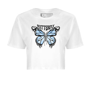 Air Jordan 1 Retro High OG UNC Toe Shirt to match Jordans Butterfly Sneaker Tees 1s UNC Toe SNRT Sneaker Release Tees Crop T-Shirts White 2