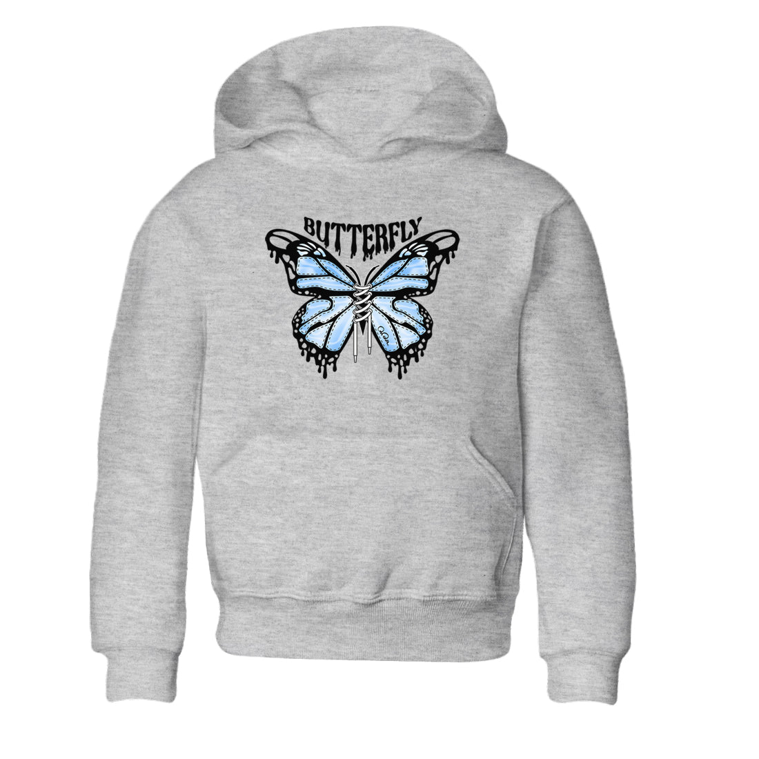 Air Jordan 1 Retro High OG UNC Toe Shirt to match Jordans Butterfly Sneaker Tees 1s UNC Toe SNRT Sneaker Release Tees Kids and Baby Tees Heather Grey 2