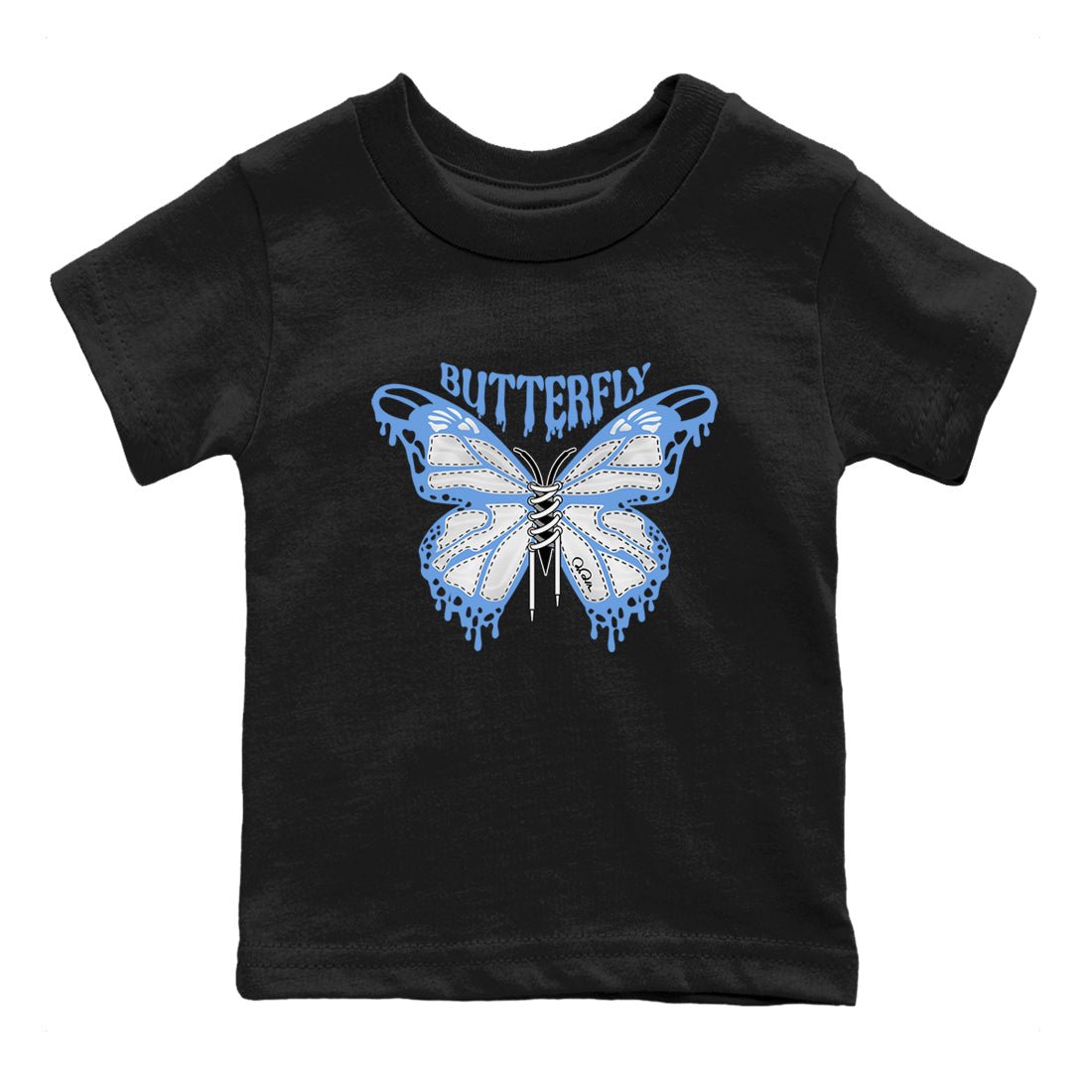 Air Jordan 1 Retro High OG UNC Toe Shirt to match Jordans Butterfly Sneaker Tees 1s UNC Toe SNRT Sneaker Release Tees Kids and Baby Tees Black 2