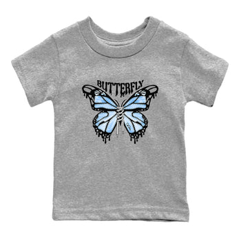 Air Jordan 1 Retro High OG UNC Toe Shirt to match Jordans Butterfly Sneaker Tees 1s UNC Toe SNRT Sneaker Release Tees Kids and Baby Tees Heather Grey 2