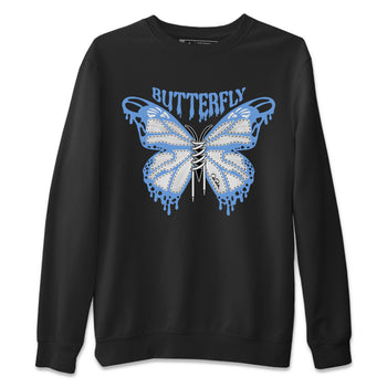 Air Jordan 1 Retro High OG UNC Toe Shirt to match Jordans Butterfly Sneaker Tees 1s UNC Toe SNRT Sneaker Release Tees Crew Neck T-Shirts Black 2