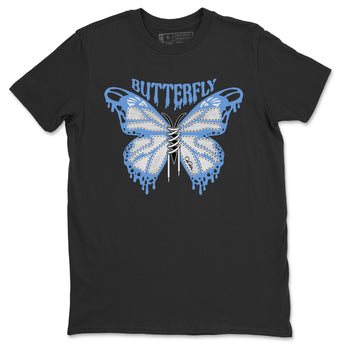 Air Jordan 1 Retro High OG UNC Toe Shirt to match Jordans Butterfly Sneaker Tees 1s UNC Toe SNRT Sneaker Release Tees Crew Neck T-Shirts Black 2