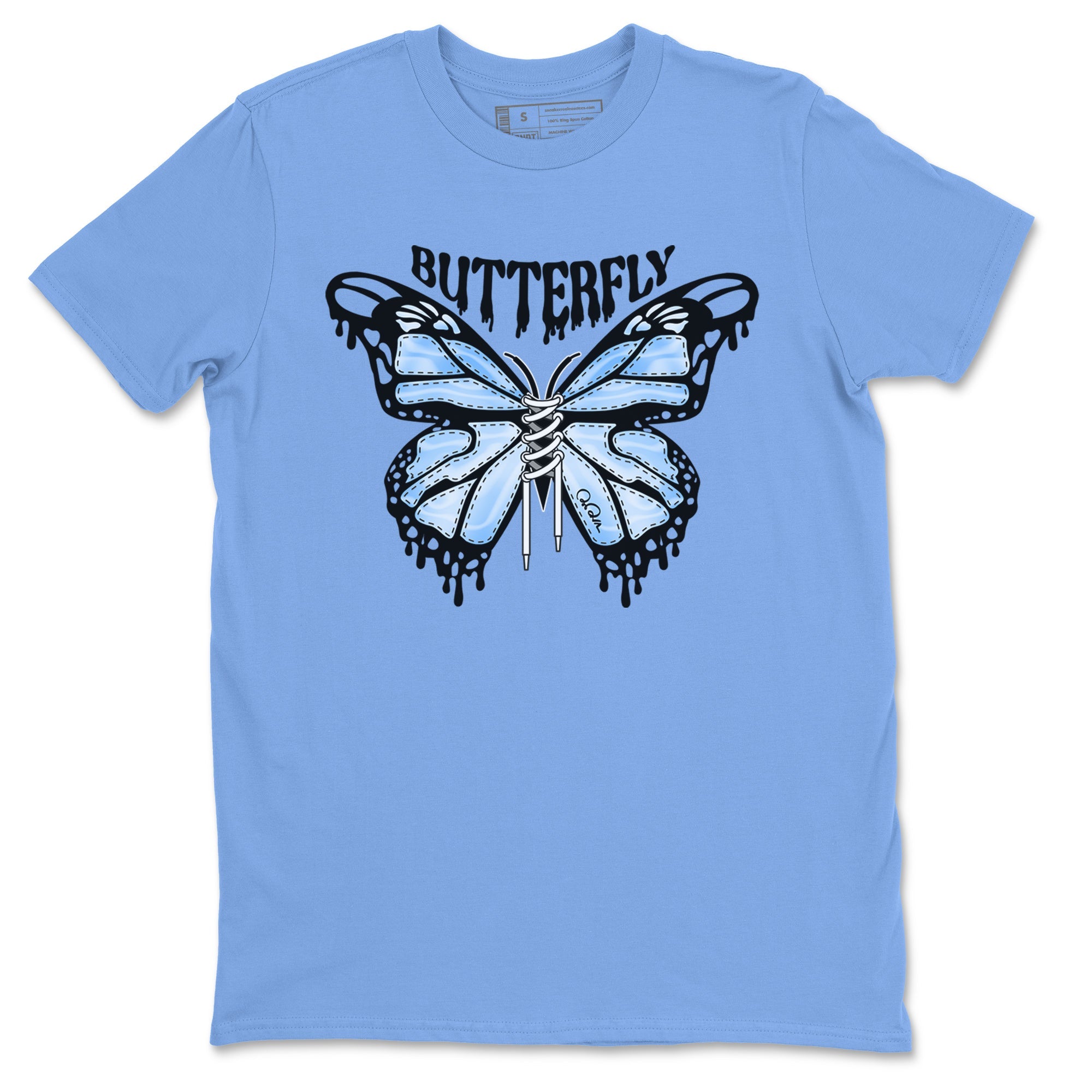 Air Jordan 1 Retro High OG UNC Toe Shirt to match Jordans Butterfly Sneaker Tees 1s UNC Toe SNRT Sneaker Release Tees Crew Neck T-Shirts Carolina Blue 2