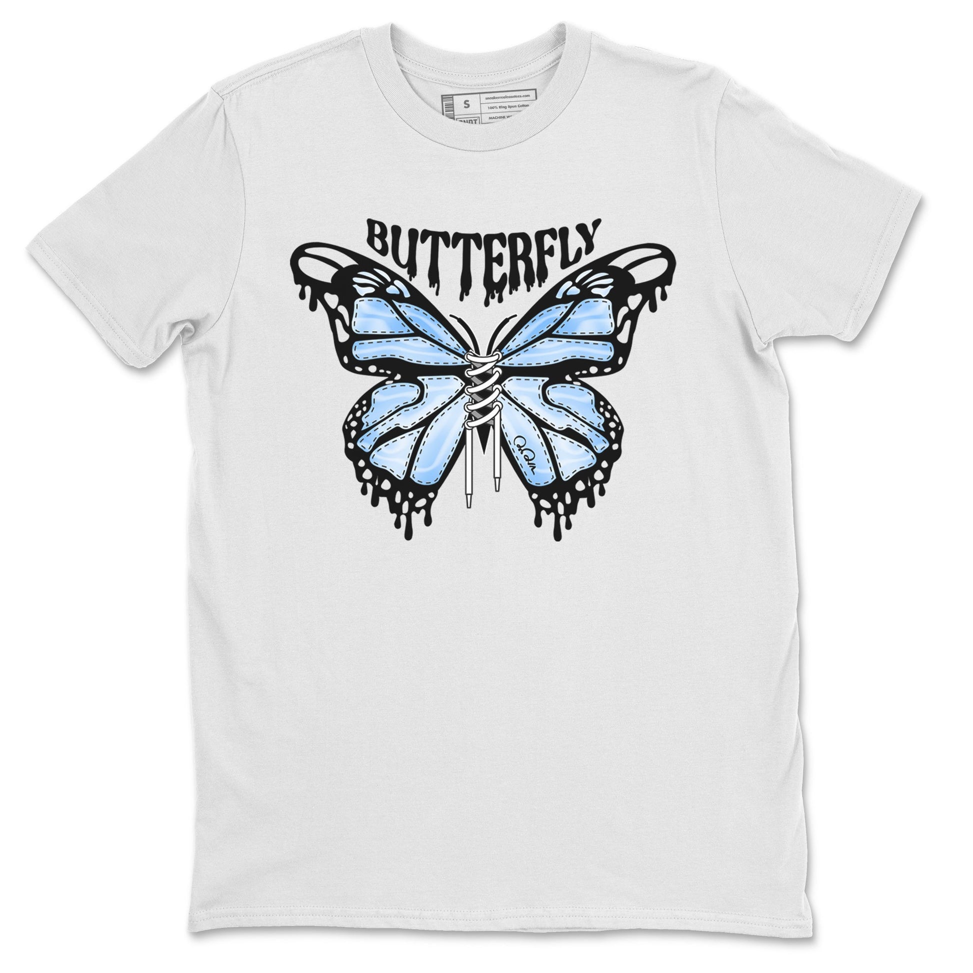 Air Jordan 1 Retro High OG UNC Toe Shirt to match Jordans Butterfly Sneaker Tees 1s UNC Toe SNRT Sneaker Release Tees Crew Neck T-Shirts White 2