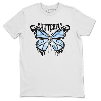 Air Jordan 1 Retro High OG UNC Toe Shirt to match Jordans Butterfly Sneaker Tees 1s UNC Toe SNRT Sneaker Release Tees Crew Neck T-Shirts White 2