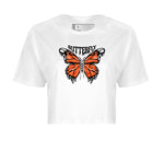 Air Jordan 12 Brilliant Orange Sneaker Match Tees Butterfly Sneaker Tees AJ12 Brilliant Orange Sneaker Release Tees Women's Shirts White 2