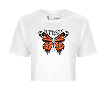 Air Jordan 12 Brilliant Orange Sneaker Match Tees Butterfly Sneaker Tees AJ12 Brilliant Orange Sneaker Release Tees Women's Shirts White 2