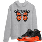 Air Jordan 12 Brilliant Orange Sneaker Match Tees Butterfly Sneaker Tees AJ12 Brilliant Orange Sneaker Release Tees Unisex Shirts Heather Grey 1