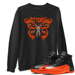 Air Jordan 12 Brilliant Orange Sneaker Match Tees Butterfly Sneaker Tees AJ12 Brilliant Orange Sneaker Release Tees Unisex Shirts Black 1