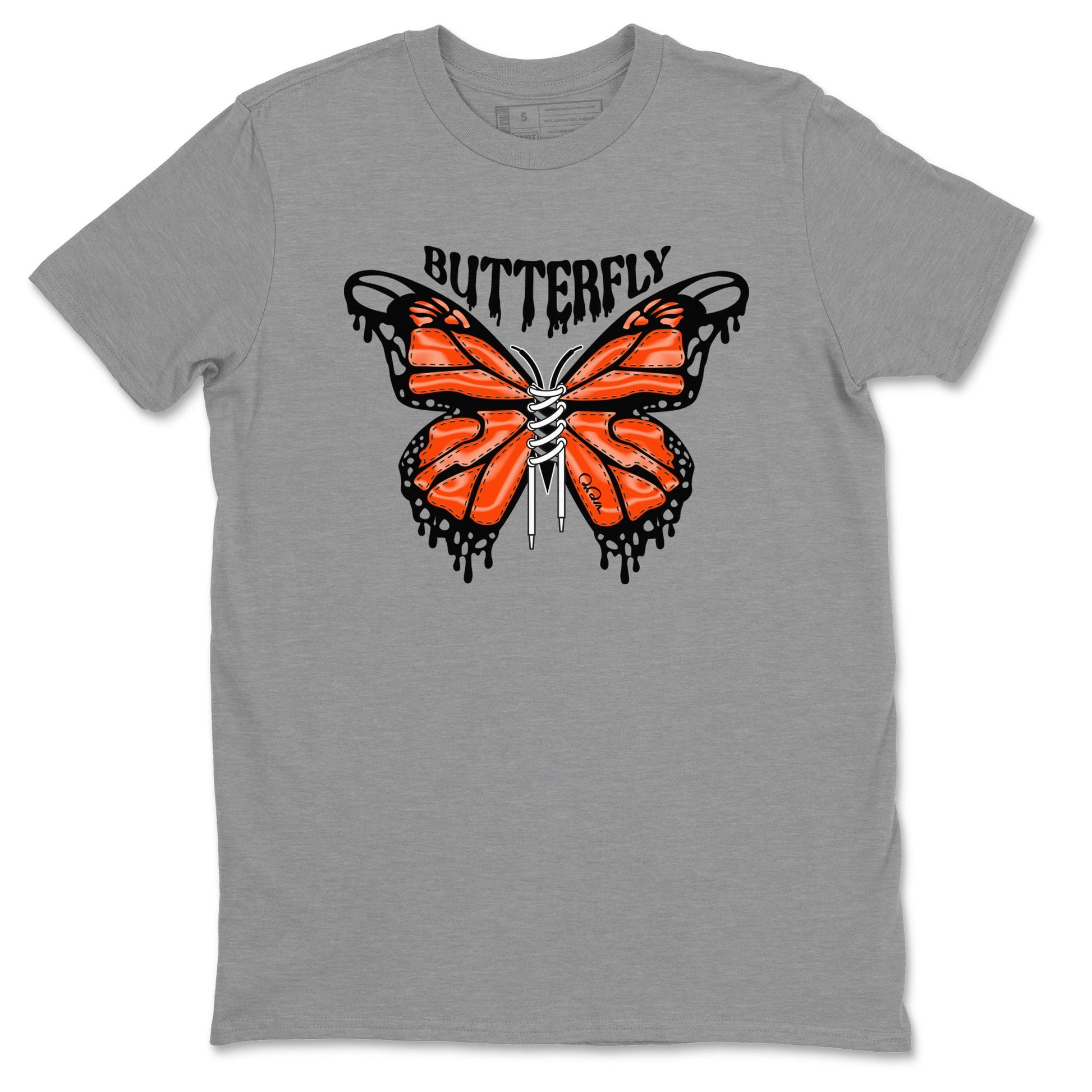 Air Jordan 12 Brilliant Orange Sneaker Match Tees Butterfly Sneaker Tees AJ12 Brilliant Orange Sneaker Release Tees Unisex Shirts Heather Grey 2