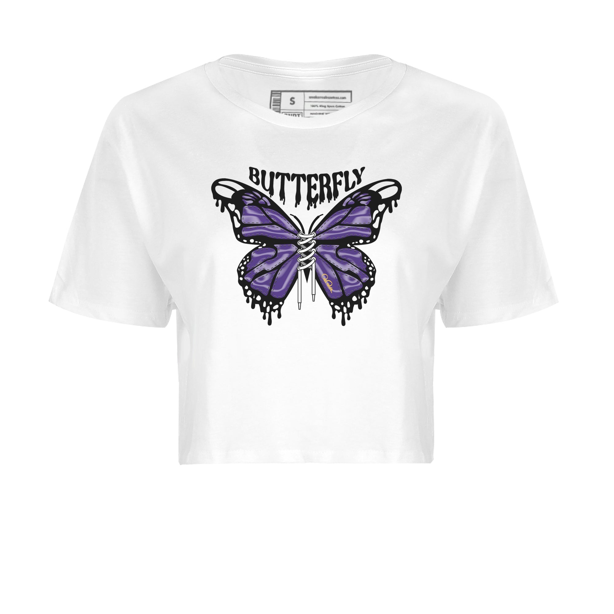 Air Jordan 12 Field Purple Sneaker Match Tees Butterfly Sneaker Tees AJJordan 12 Lakers Sneaker Release Tees Women's Shirts White 2