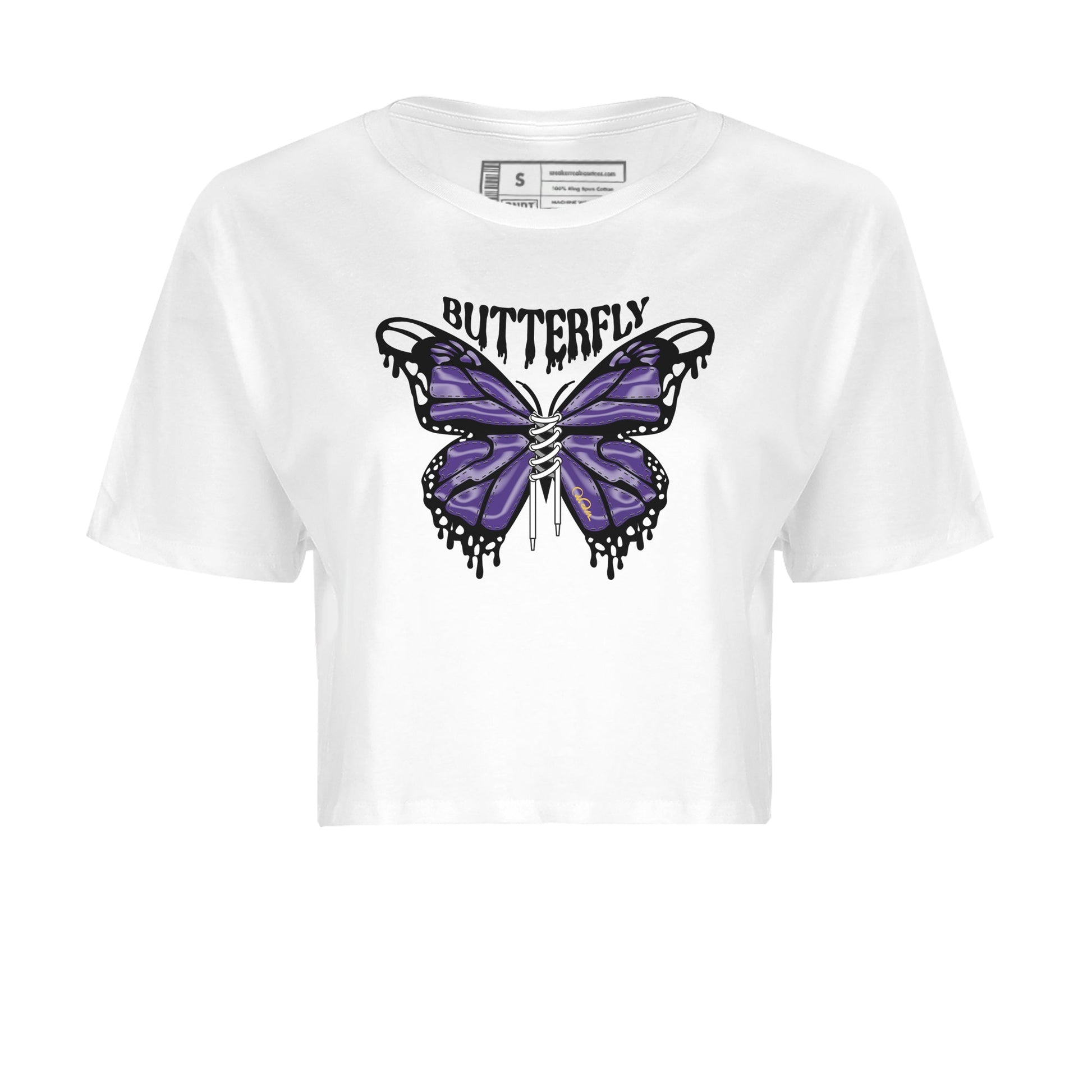 Air Jordan 12 Field Purple Sneaker Match Tees Butterfly Sneaker Tees AJJordan 12 Lakers Sneaker Release Tees Women's Shirts White 2
