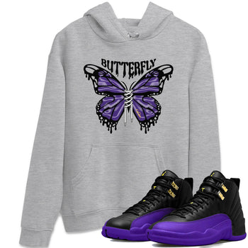 Air Jordan 12 Field Purple Sneaker Match Tees Butterfly Sneaker Tees AJJordan 12 Lakers Sneaker Release Tees Unisex Shirts Heather Grey 1