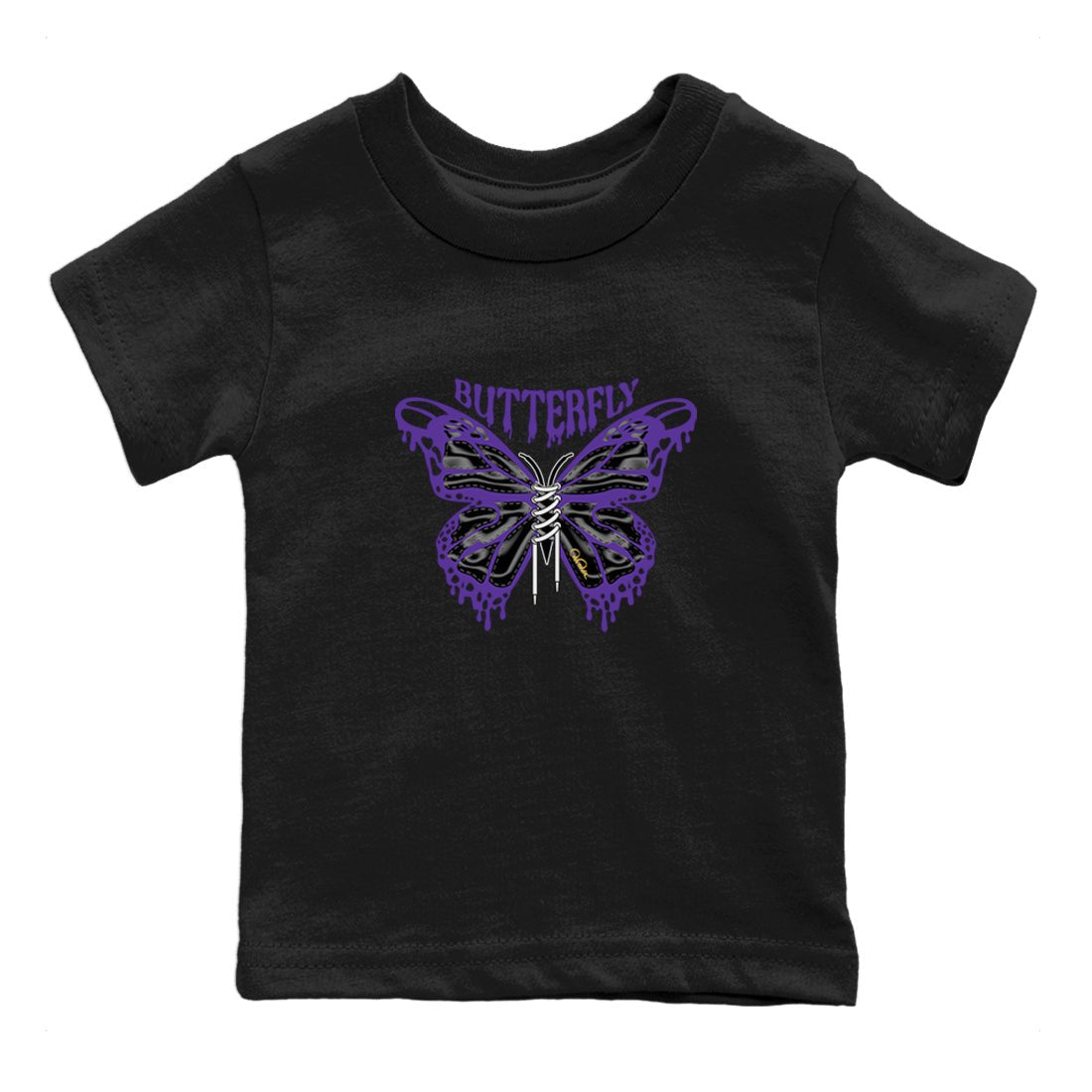 Air Jordan 12 Field Purple Sneaker Match Tees Butterfly Sneaker Tees AJJordan 12 Lakers Sneaker Release Tees Kids Shirts Black 2