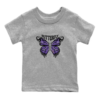 Air Jordan 12 Field Purple Sneaker Match Tees Butterfly Sneaker Tees AJJordan 12 Lakers Sneaker Release Tees Kids Shirts Heather Grey 2