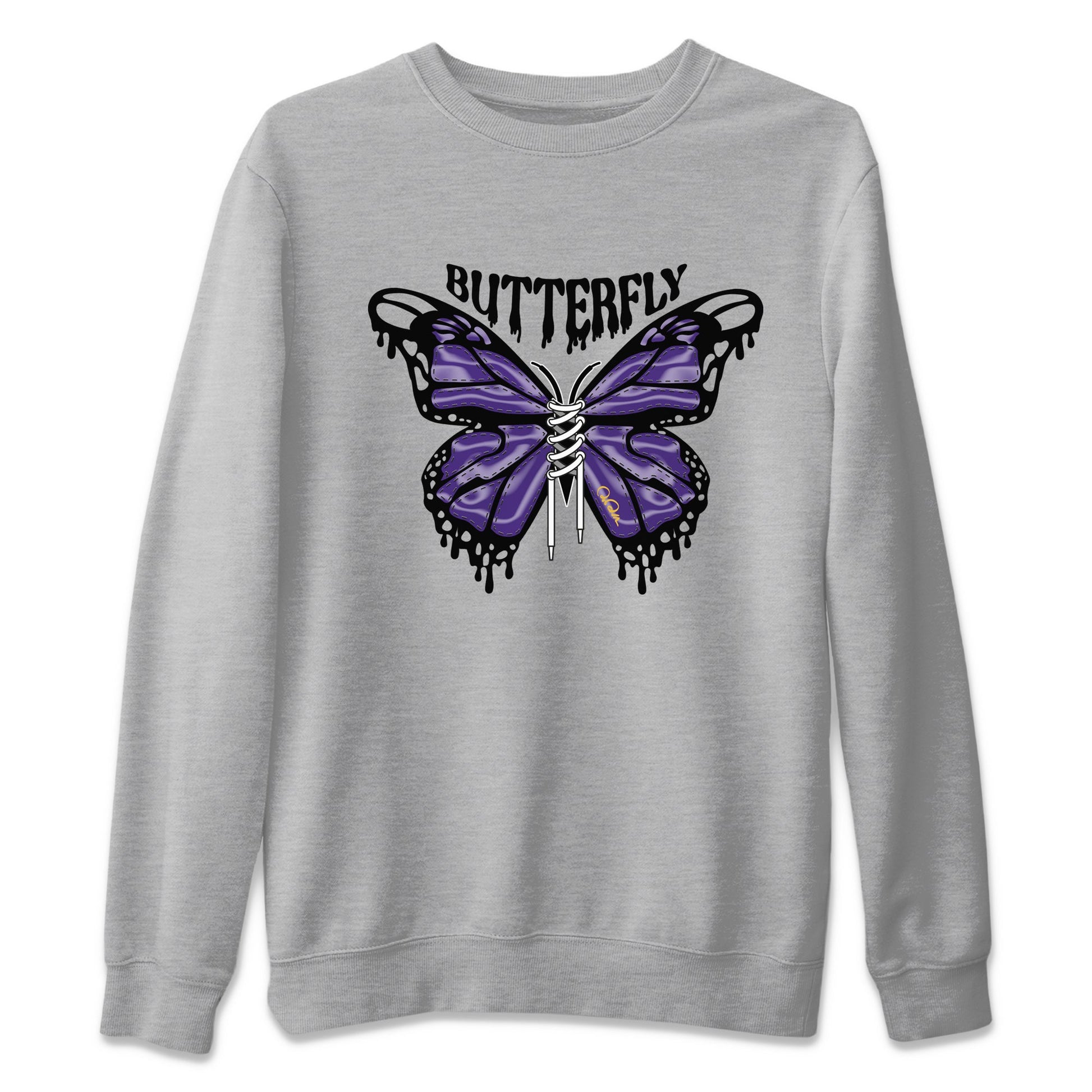Air Jordan 12 Field Purple Sneaker Match Tees Butterfly Sneaker Tees AJJordan 12 Lakers Sneaker Release Tees Unisex Shirts Heather Grey 2