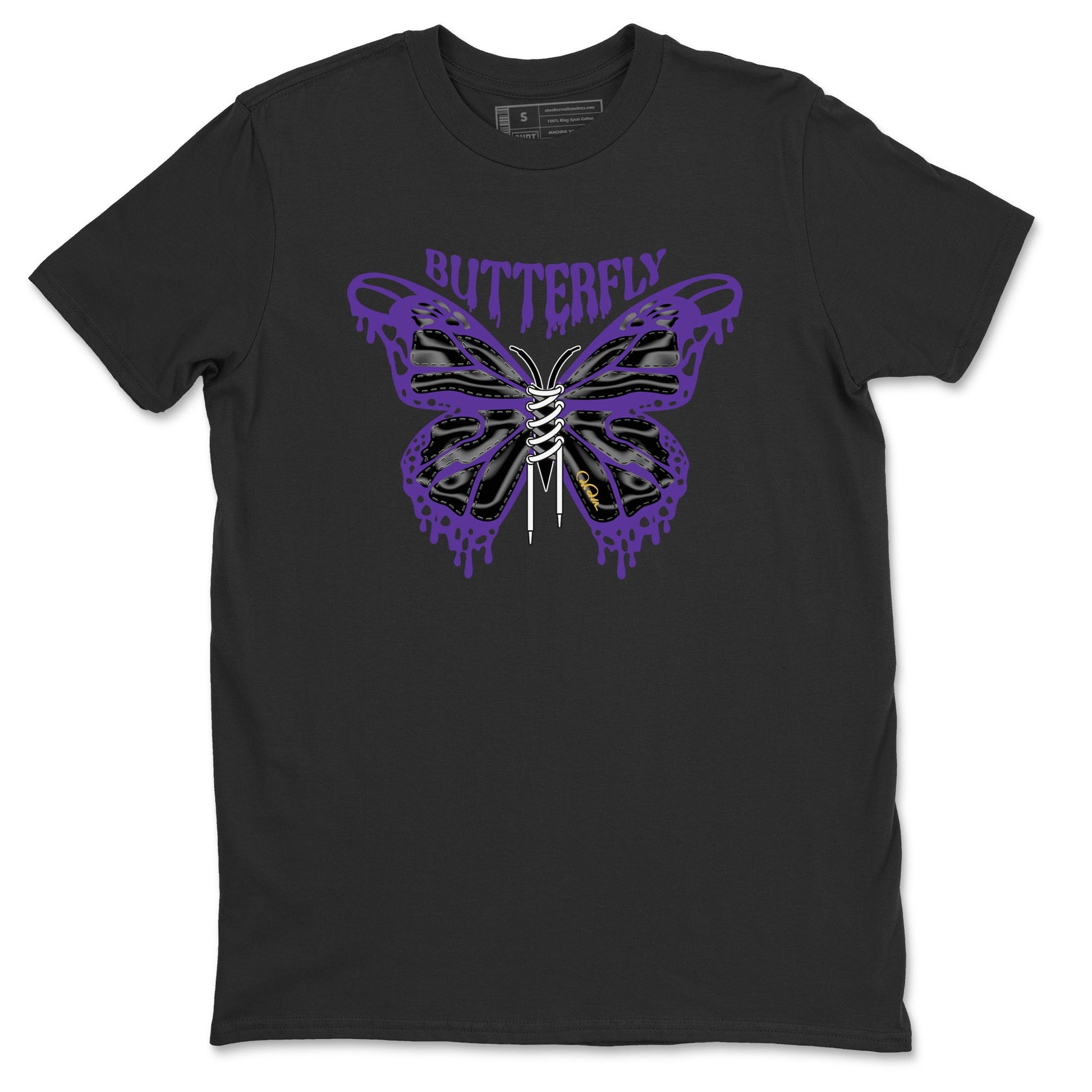 Air Jordan 12 Field Purple Sneaker Match Tees Butterfly Sneaker Tees AJJordan 12 Lakers Sneaker Release Tees Unisex Shirts Black 2