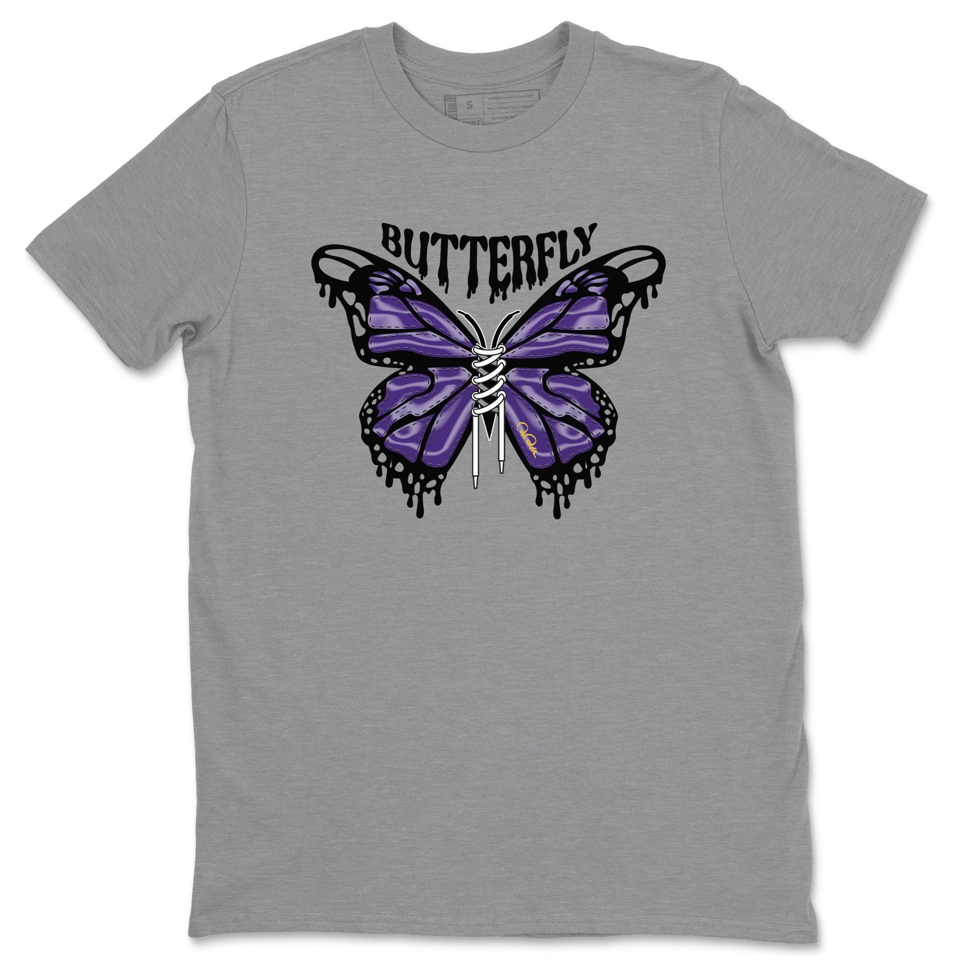 Air Jordan 12 Field Purple Sneaker Match Tees Butterfly Sneaker Tees AJJordan 12 Lakers Sneaker Release Tees Unisex Shirts Heather Grey 2