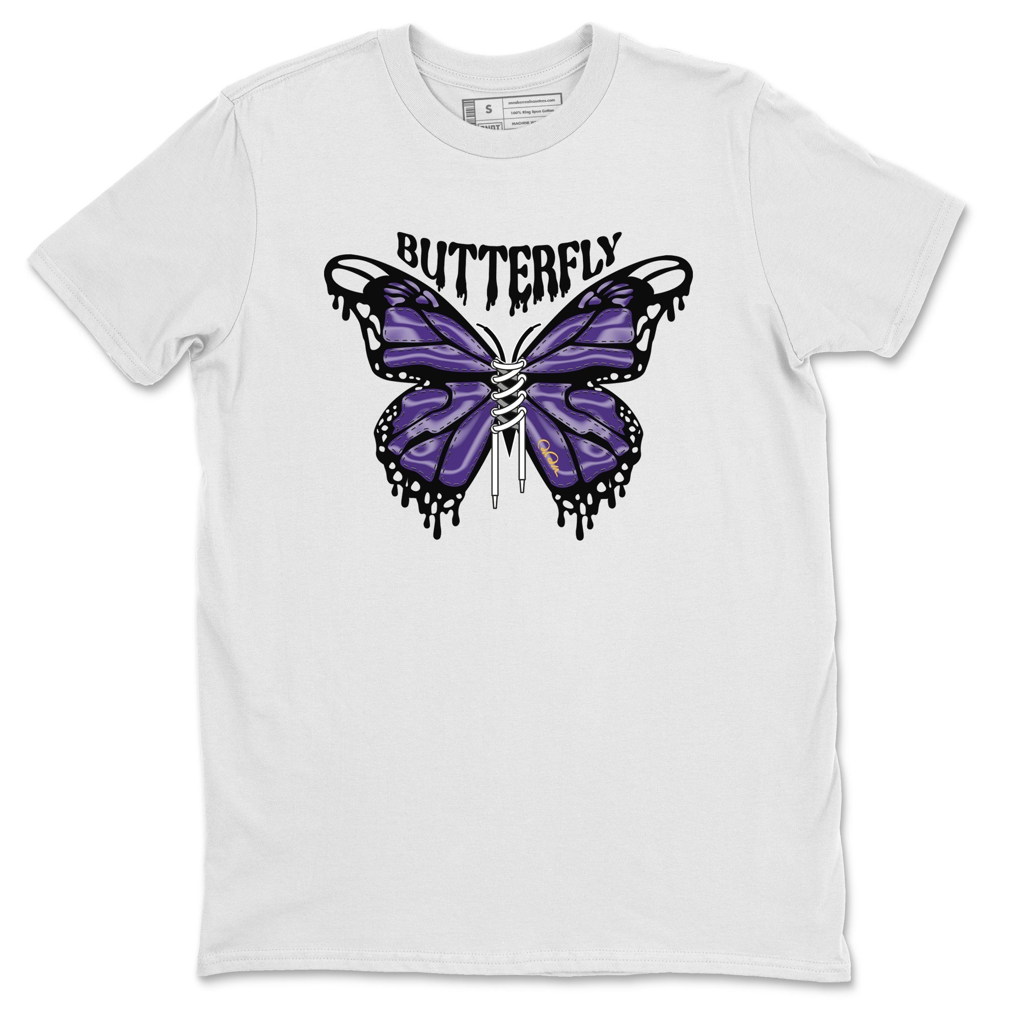 Air Jordan 12 Field Purple Sneaker Match Tees Butterfly Sneaker Tees AJJordan 12 Lakers Sneaker Release Tees Unisex Shirts White 2