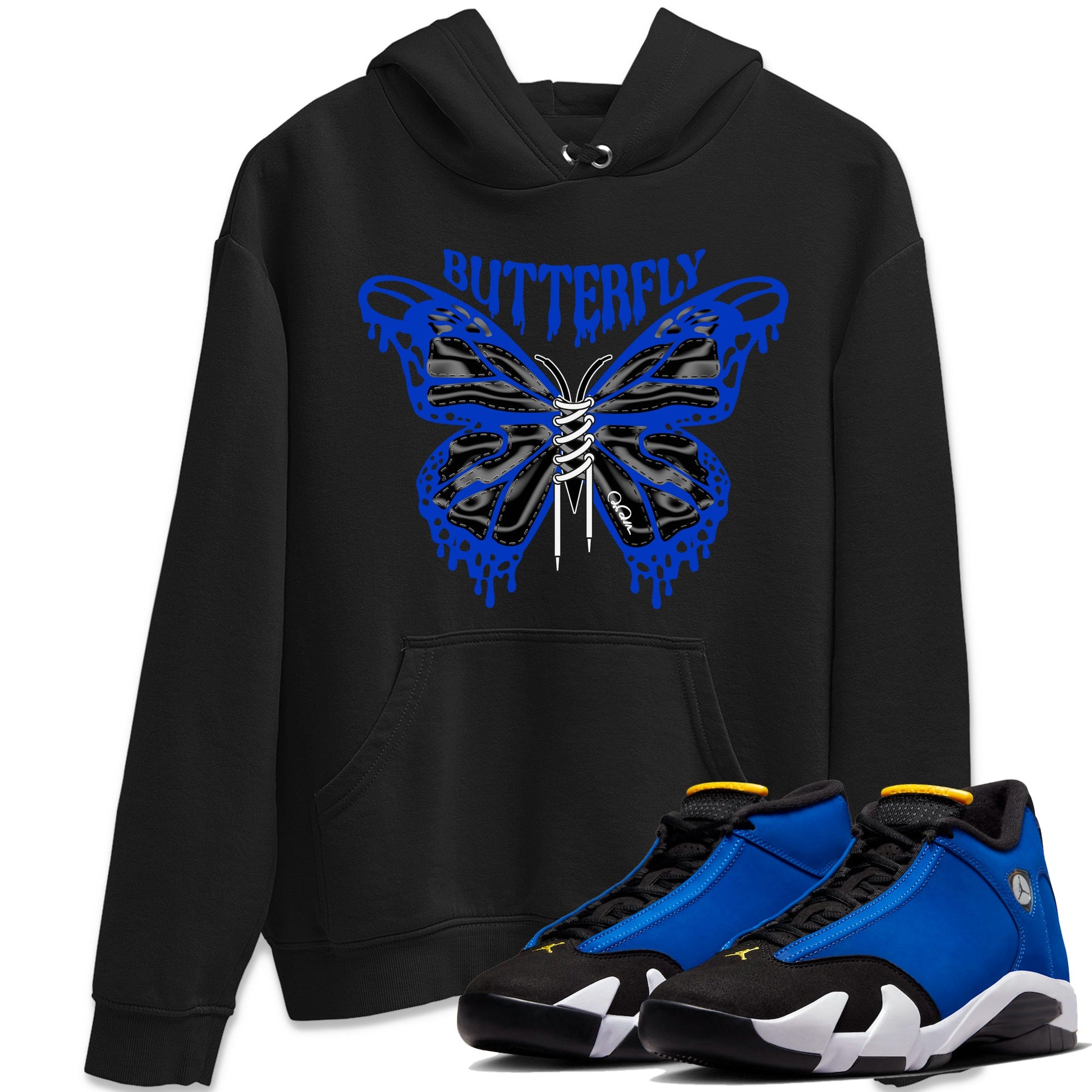 Air Jordan 14 Laney Sneaker Match Tees Butterfly Sneaker Tees AJ14 Laney Sneaker Release Tees Unisex Shirts Black 1