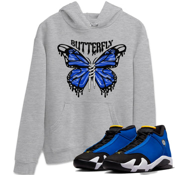 Air Jordan 14 Laney Sneaker Match Tees Butterfly Sneaker Tees AJ14 Laney Sneaker Release Tees Unisex Shirts Heather Grey 1