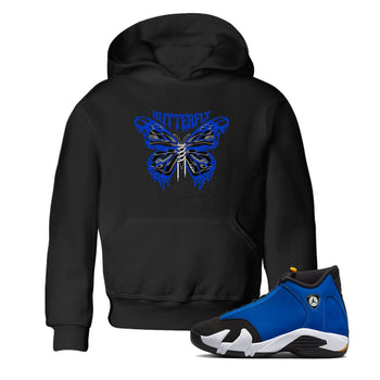 Air Jordan 14 Laney Sneaker Match Tees Butterfly Sneaker Tees AJ14 Laney Sneaker Release Tees Kids Shirts Black 1