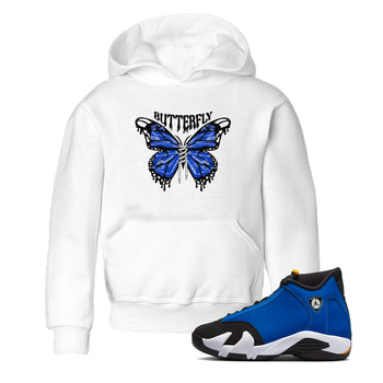 Air Jordan 14 Laney Sneaker Match Tees Butterfly Sneaker Tees AJ14 Laney Sneaker Release Tees Kids Shirts White 1
