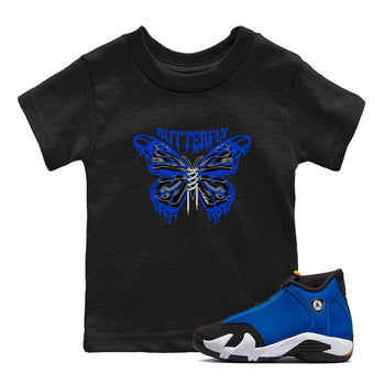 Air Jordan 14 Laney Sneaker Match Tees Butterfly Sneaker Tees AJ14 Laney Sneaker Release Tees Kids Shirts Black 1